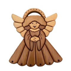 Hand Crafted Wooden Angel Halo 3D Plaque Wall Hanging Religious Decoration 7.6”