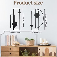 2 Pcs Metal Wall Art Minimalist Abstract Vertical Geometric Metal Wall Decor For