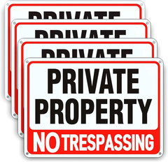 4 Pack Large No Trespassing Signs Private Property, 8×12 Inch Rust Free Aluminum