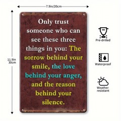 Vintage Trust & Empathy Quote Metal Sign Warm Home Wall Art Hanging Decoration