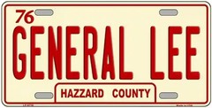 General Lee Hazzard County Vanity Metal License Plate