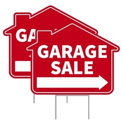 2PC Garage Sale Yard Sign with Stakes, 17 Inches by 13 Inches Double Sided S…