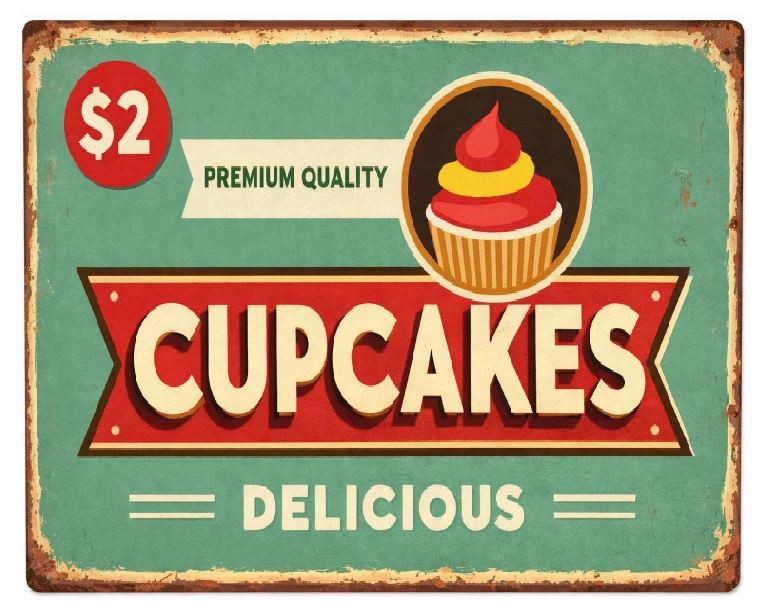 Cupcakes Vintage Sign Retro Metal Wall Decor MS39