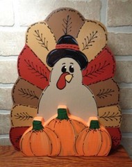 12″ TURKEY Shelf Sitter Pumpkins Plaque Pumpkin Fall Decor Handcrafted Autumn