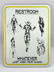 RESTROOM JUST WASH YOUR HANDS / Aluminum Sign Wall Door 6″ x 8″