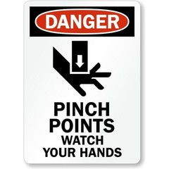 Safety Warning Metal Sign Danger Pinch Points Watch Your Hands Industrial Decor
