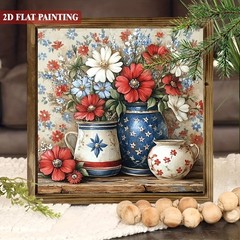 2D Vintage American Wooden Sign 4Th of July Wildflower Home Office Wall Decor