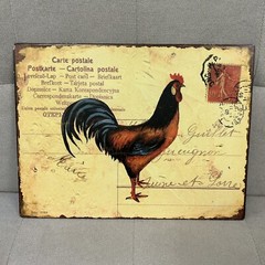 Postage Card Home Deco Rooster Metal Sign