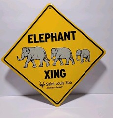 Set Of 4 St. Louis Zoo Crossing Signs: Elephant, Penguin, Polar & Grizzly Bear