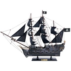22″ Wooden Black Pearl Pirate Ship Model Knock Down mast and Sails Handpainte..