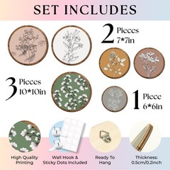 6 Pcs Wooden Boho Wall Art For Bedroom – Bohemian Plant Art Wall Decor, Vinta…