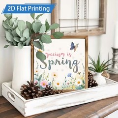 Spring Flower Butterfly Wooden Sign Watercolor Farmhouse Decor For Home Desk