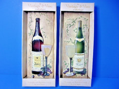 Wine Bottle & Grapes 3D Relief Wall Hanging Plaques Kate McKrostie Set of 2