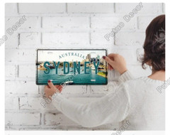 Vintage New Zealand Wellington Skyline License Plate Metal Sign Garage Decor