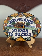 Mexican Talavera Pottery Plaque Bienvenidos Mi Casa Es Su Casa 8 1/2 X 6 1/2”