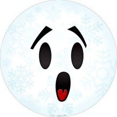 Surprise Face Snowflake 12″ Round Metal Sign Winter Snow Holiday Emoji Decor