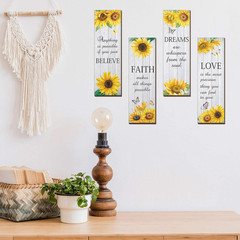 4 Pcs Sunflower Wall Decor Inspirational Sunflower Kitchen Decor and Accessories