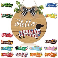 16 Pcs Interchangeable Seasonal Dachshund Welcome Sign Rustic Wiener Dog Fron…
