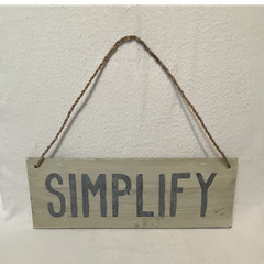 Rustic Wood & Metal “SIMPLIFY” Inspirational Wall Hanging Sign Plaque Beige/Gray