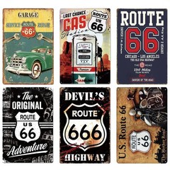 Vintage Route 66 Posters Tin Metal Signs Wall Decoration Plaque Metal Retro Gara