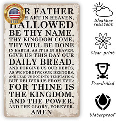 Vintage Religious Metal Tin Signs, Inspirational Metal Tin Decor, Our Father Lor