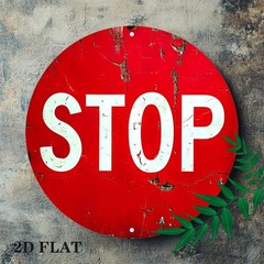 Retro Stop Sign Vintage Aluminum Sign 8 Inch Round Bold Red Funny