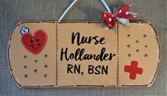 Personalized NURSE Band Aid Name Sign Wood Plaque Hand Crafted Door Wall Office