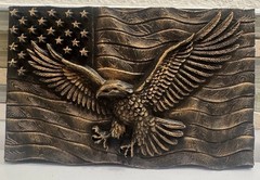 American Eagle & USA Flag Relief Wall Plaque 3D 5”x 8” Patriotic Home Decor Sign