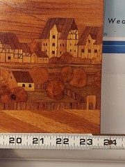 Large Vintage Wooden Handcrafted Marquetry Wall Decor Town Freudenstadt, Germany