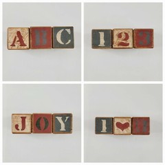 Decorative Wooden Block Letters: JOY, ABC, 123, I ❤ U