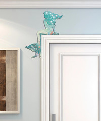Metal Door Frame Decor, Ocean Blue Mermaid Door Topper Beach Wall Art for Win…