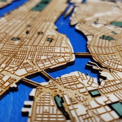 Engraved Wooden Map Of New York City