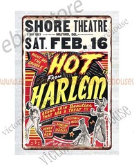 reproductions for sale 1957 HOT FROM HARLEM shore theatre POSTER metal tin sign