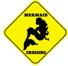 Yellow Aluminum Crossing Sign Mermaid Cross Xing Style A Diamond Street Signal