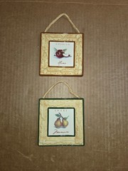 Plaques Wall Ceramic Hanging Inspirational 4″ x 4″ Apples / Pears