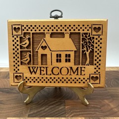 Vintage Lasercraft Goose Welcome Sign Cottagecore Wall Decor 5.75×4 In