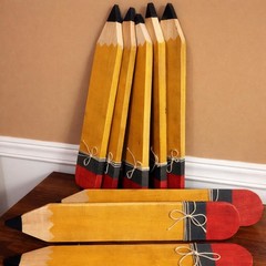 7 Pcs Back to School Wooden Pencil Tiered Tray Decor First Day of School Penc…