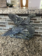 vintage wall decor metal Pheasant bird plaque MCM sign art Patina 14.75” Long