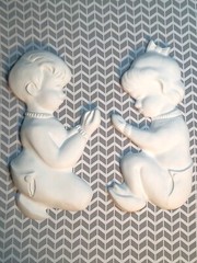Ceramic Bisque wall Plaque Boy & Girl Set (UNPAINTED)