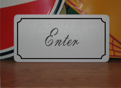 Enter Metal Sign in Fancy Script and Black Border