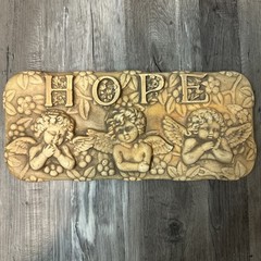 Cherub Angel 3D Wall Plaque with The Word HOPE Matches 3 Piece Set Vintage Decor