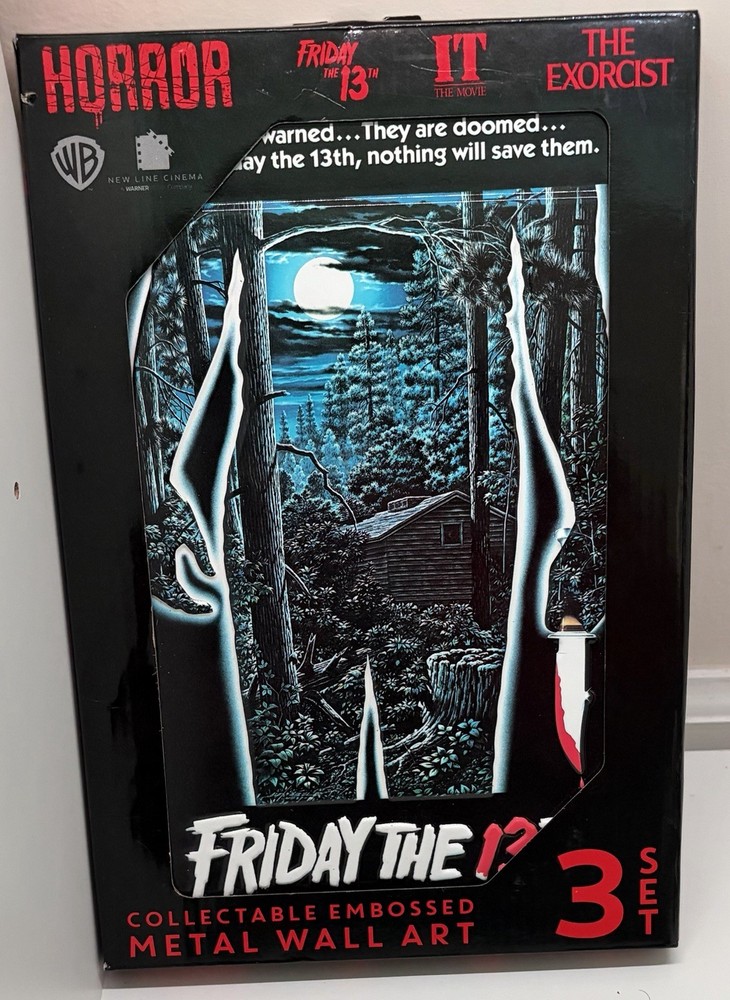 HORROR MOVIE METAL WALL ART 3 PIECE SET EXORCIST IT FRIDAY THE 13TH