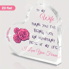 To My Wife Thank You Rose Heart Acrylic Plaque Valentine’s Day Balcony Decor