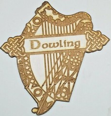 LARGE Personalized Engraved Family Last Name Wood Harp Custom Gift Irish Celt