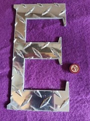Letter E Aluminum Diamond Plate 8″ x 4 1/4″ x 1/8″ (47)