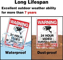 High Visibility 4-Pack Warning Signs 10×7 for Indoor/Outdoor Security