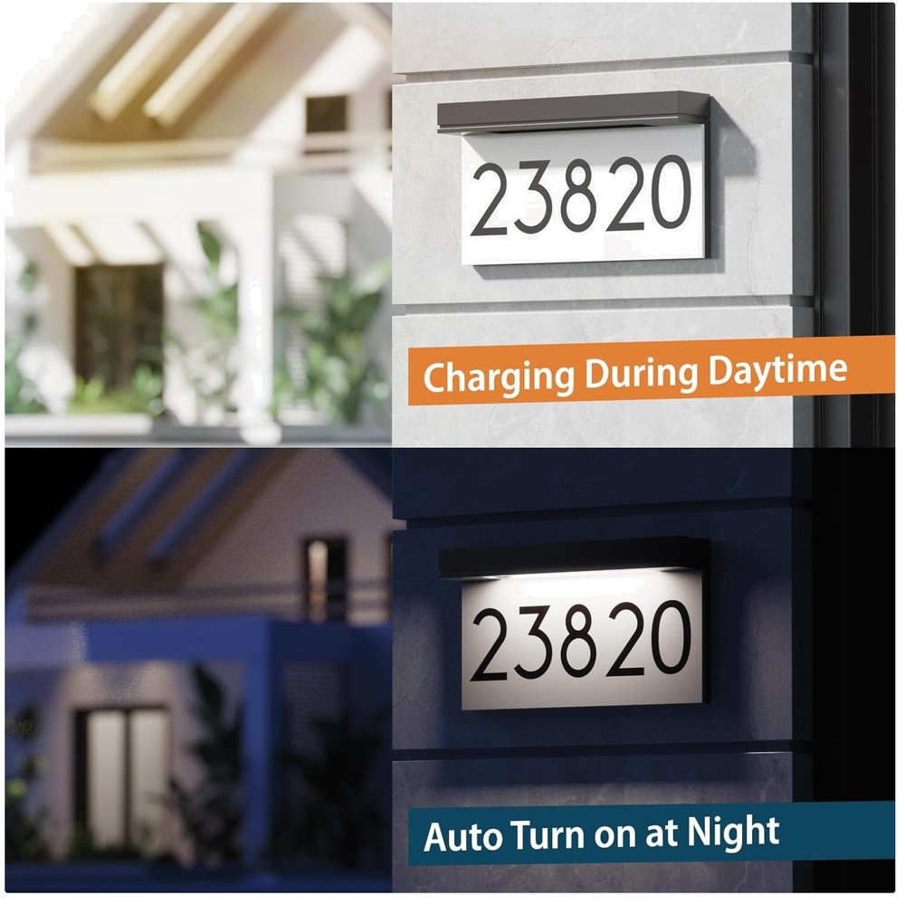 Outdoor LED Address Plaque, Warm White Illumination