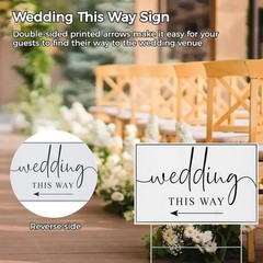 Wedding Direction Signs with H Stakes DoubleSided Printed 18×12 Inch 3 PCS