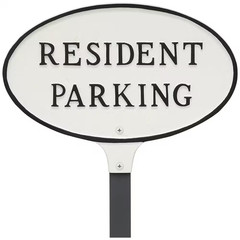 6 In. X 10 In. Small Oval Resident Parking Statement Plaque Sign with 23 In. Law