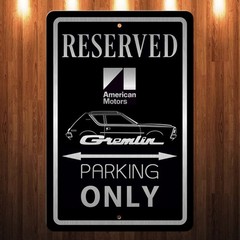 Laser etched engraved AMC Gremlin Parking Sign Black Brushed Aluminum 8 x 12 in